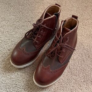 NWOT Perry Ellis Kids Brown Leather Oxford Dress Shoes